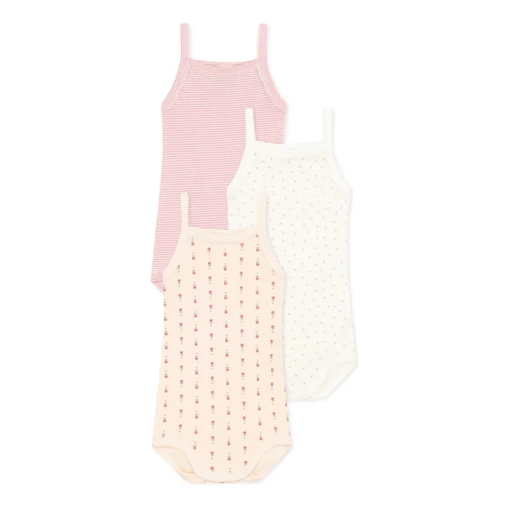 Petit Bateau Lot 3 Bodies Bretelles Cuty | Rose
