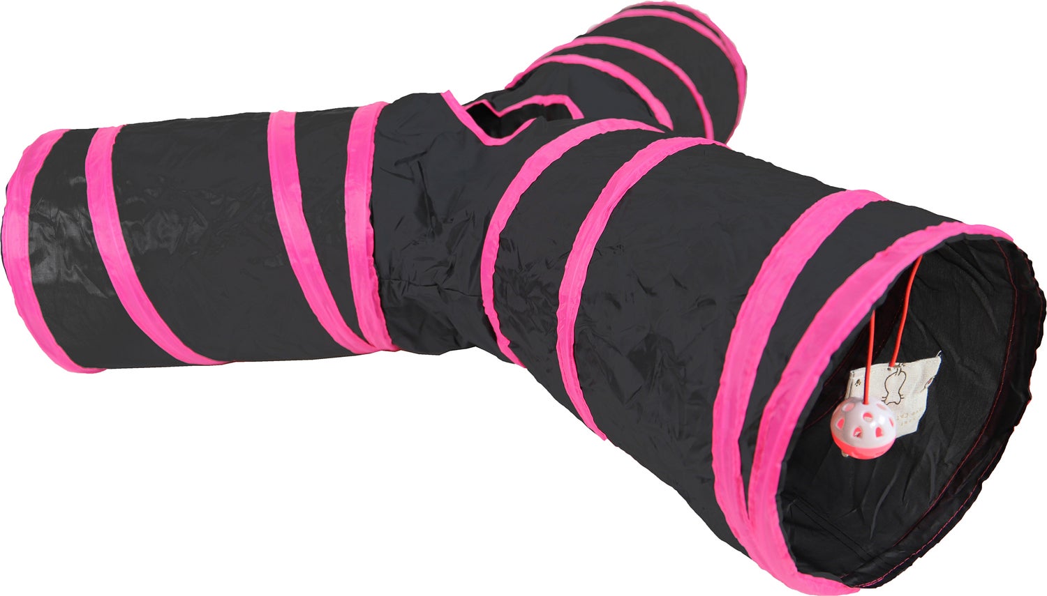 Boon kattenspeelgoed speeltunnel Y zwart / roze 85 x 25 cm