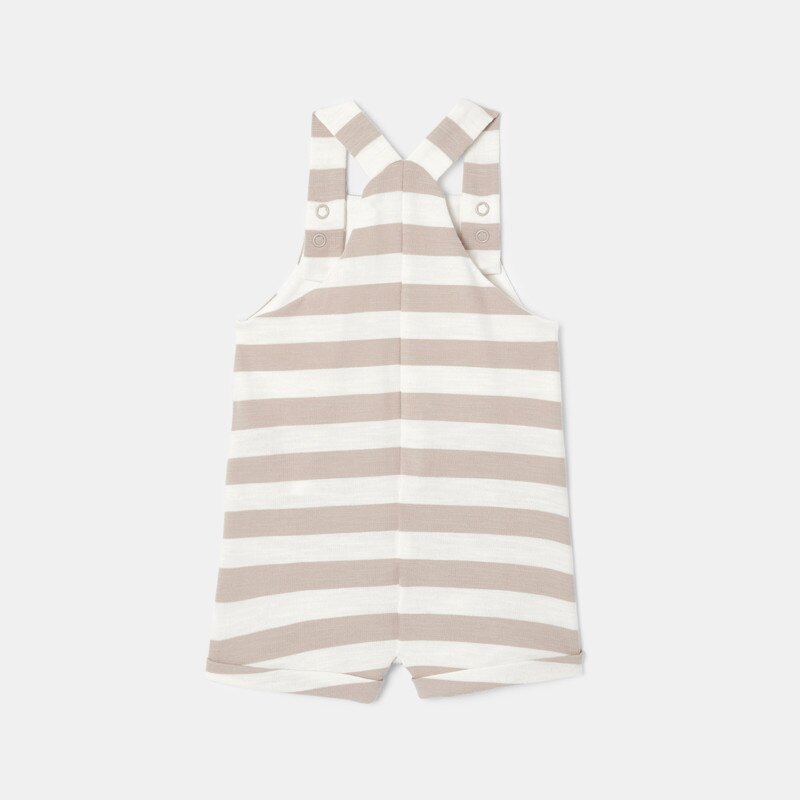 Salopette courte en molleton de coton bio beige mixte Absorba Beige