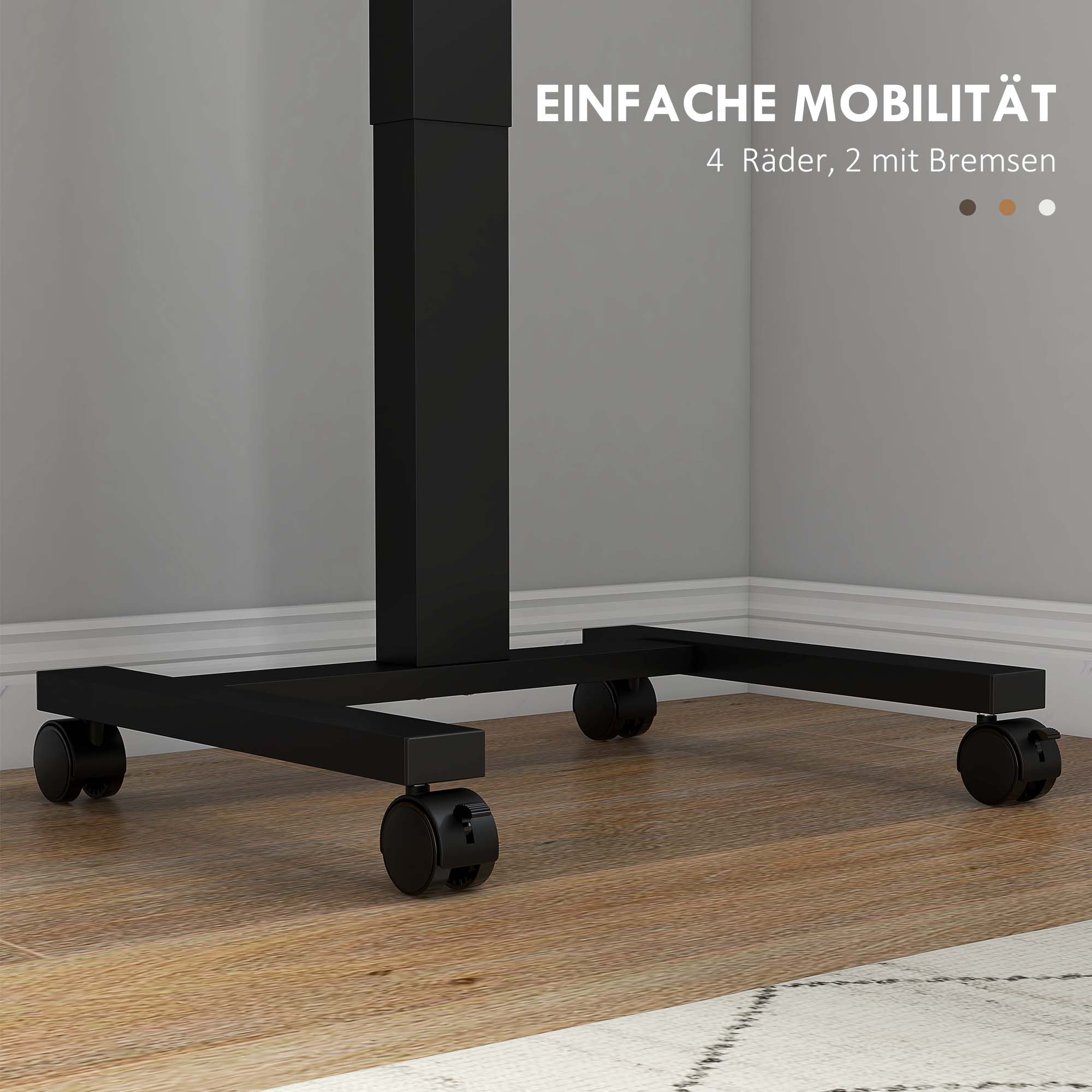 Vinsetto Höhenverstellbarer Rolltisch mit Rollen braun 65L x 48B x 68-108H cm