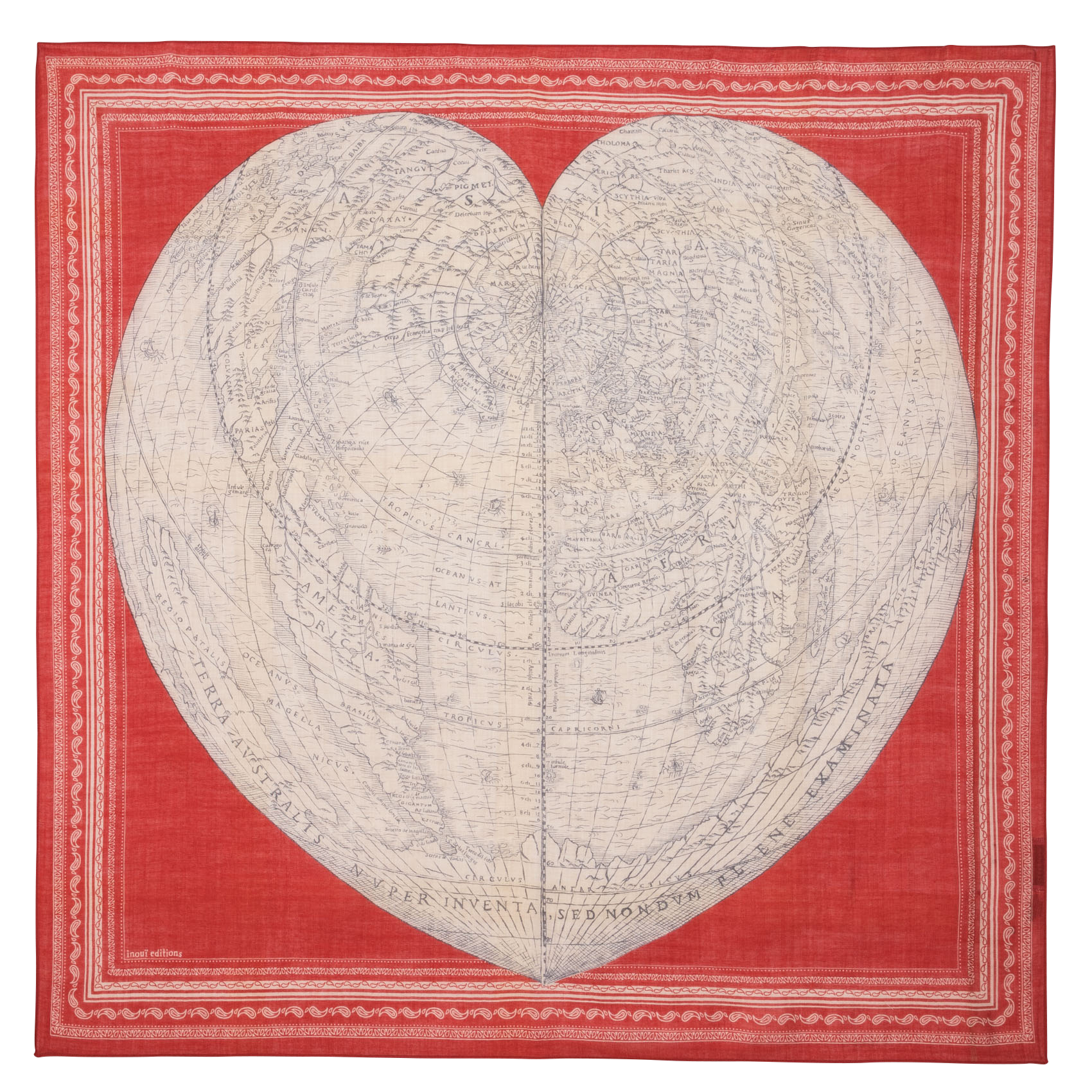 WOOL MAPPEMONDE - Foulard en laine imprimé | Rouge