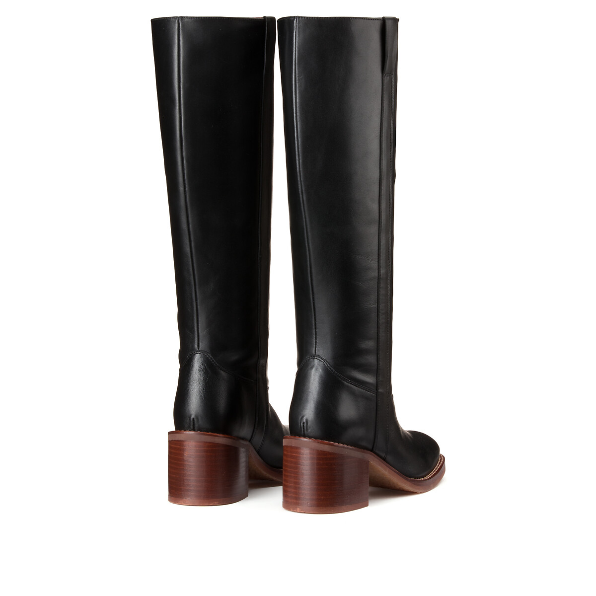 COLEÇÃO LA REDOUTE<br>Botas de couro com salto largo