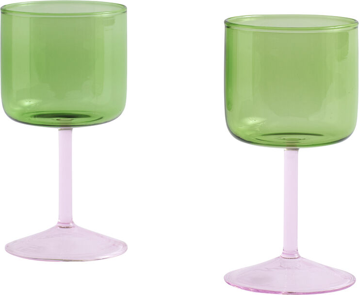 Hay Tint Wine Glass-Set of 2-Green and Green and pink