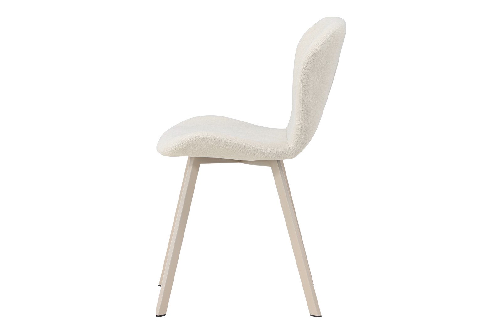 Lilja Spisestol. Sett av 2. Sett av 2. Beige tekstil med hvitfargede stålben.