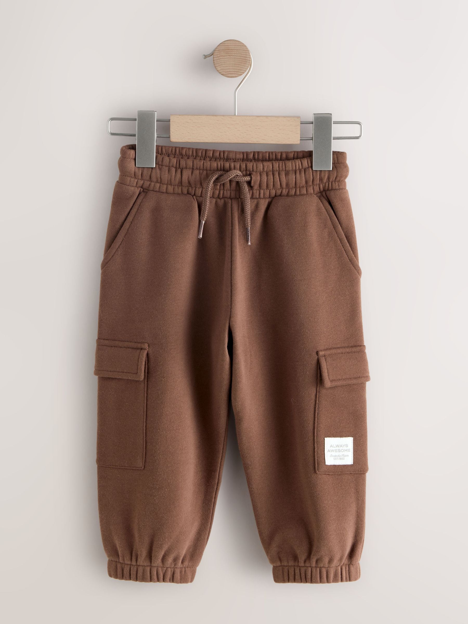 Chocoladebruin - Zacht aanvoelende jersey utility joggingbroek (3mnd-7jr)