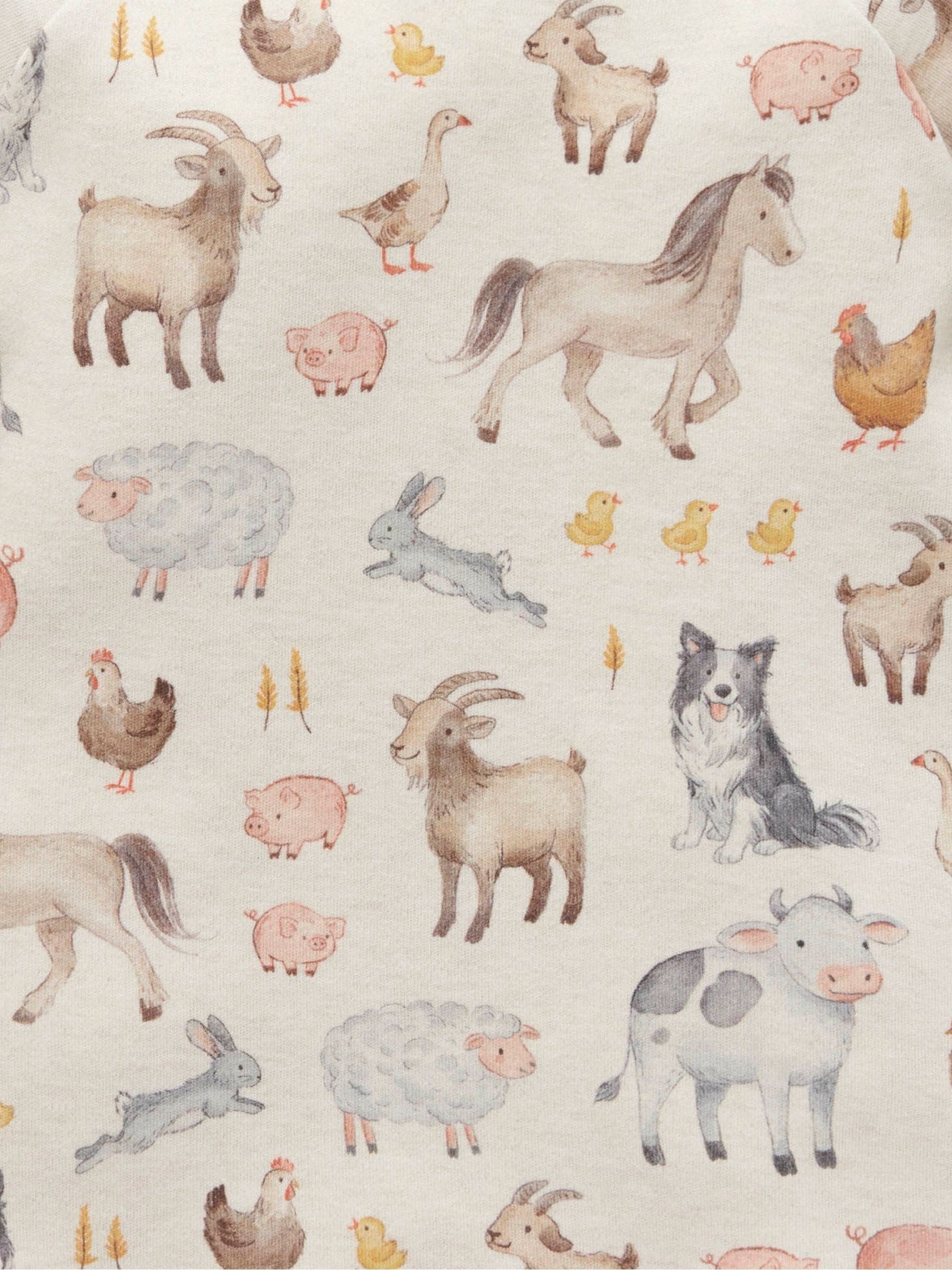 Purebaby Farm Animals Thick Long Sleeve T-Shirt