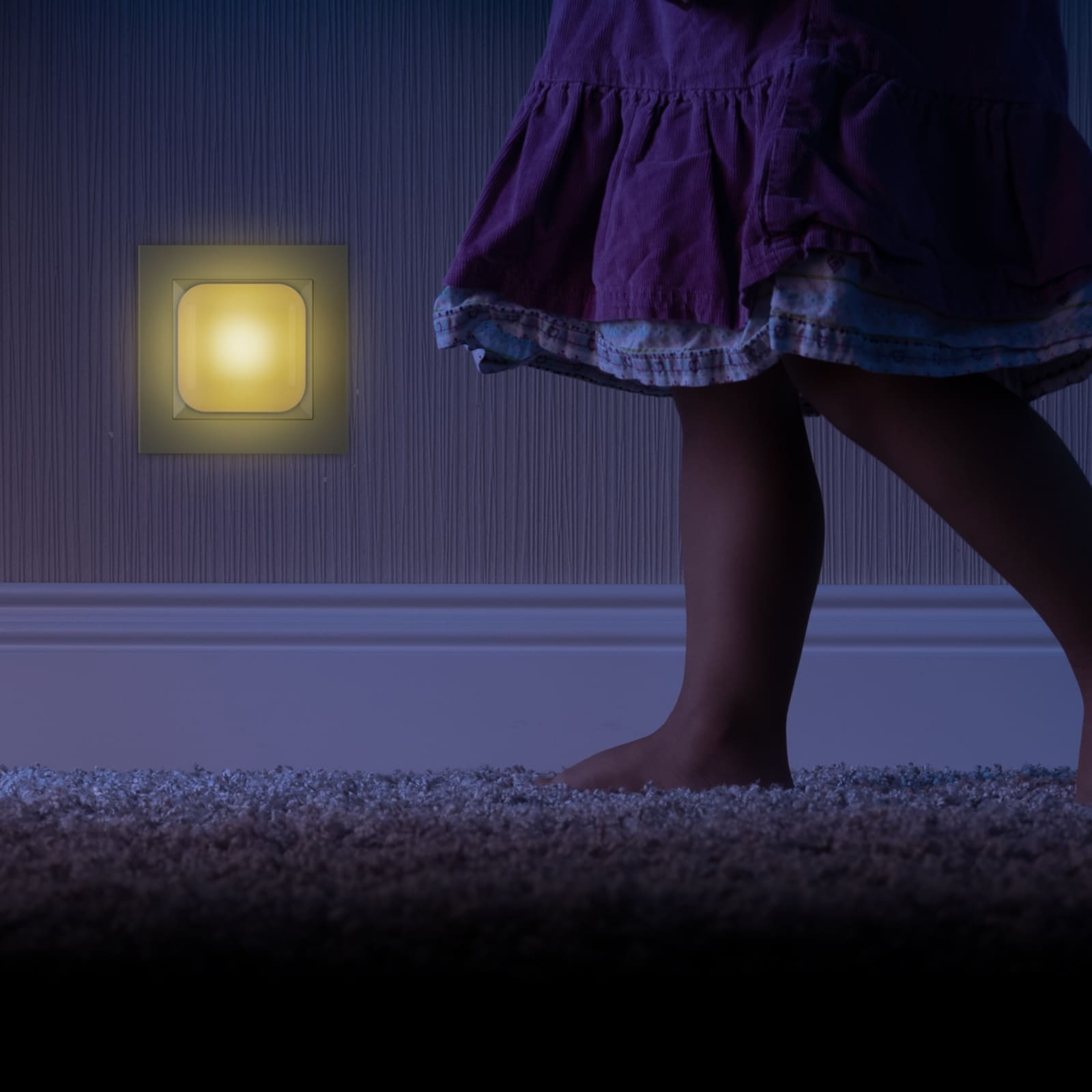 2in1 SleepLight Kinder LED Nachtlicht Baby Bett Licht Steckdosen Lampe mit Dämmerungssensor (R52401) - Grau