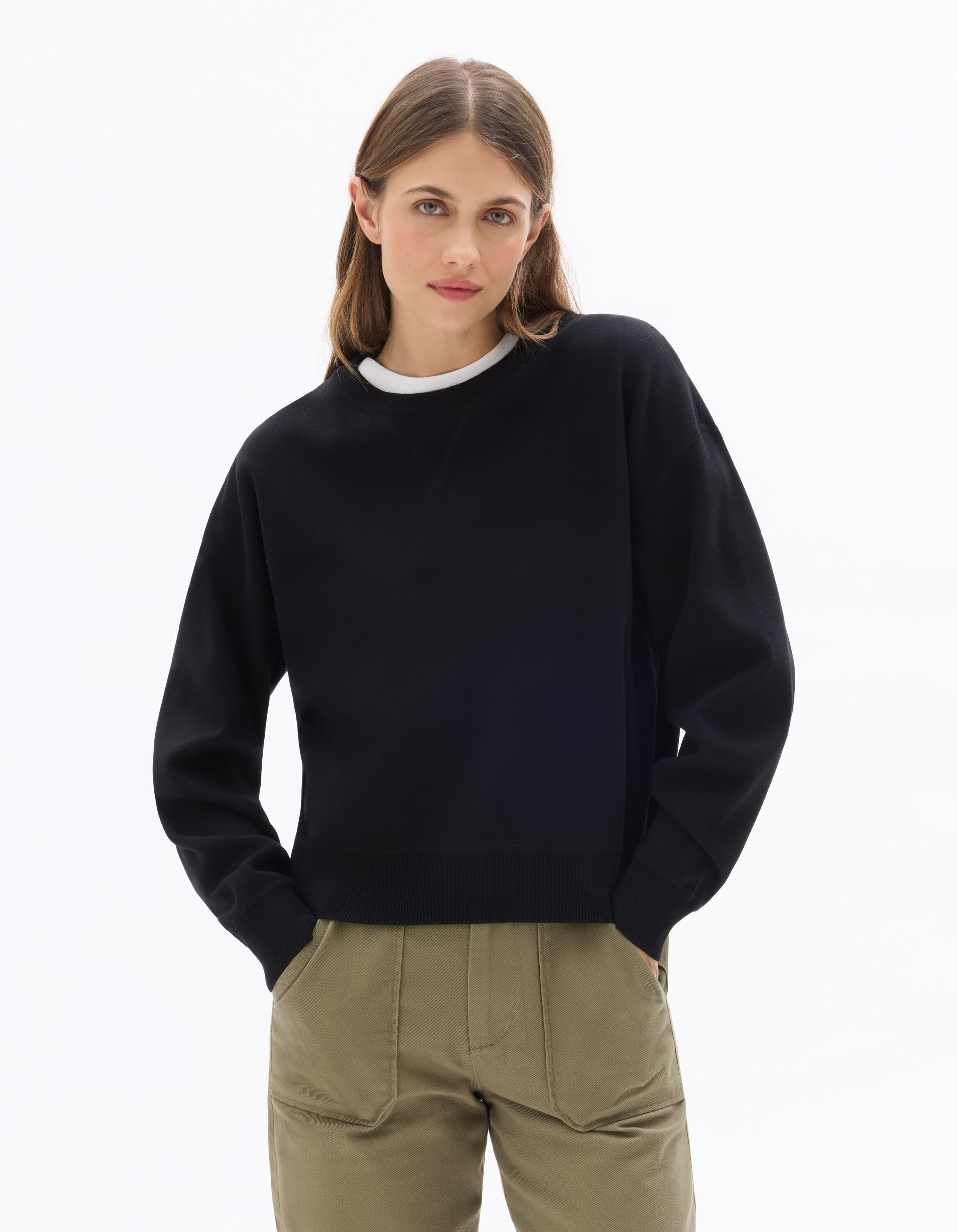Pull ample en maille compacte - noir