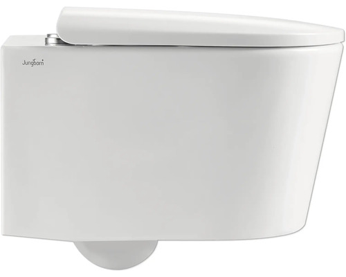 Jungborn wandclosetset ONE 53, randloos, glanzend wit, met toiletzitting met Turbo-Flush-technologie