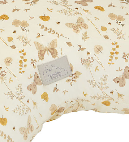 Cam Cam Stillkissenbezug - Beige m. Blätter/Schmetterlinge