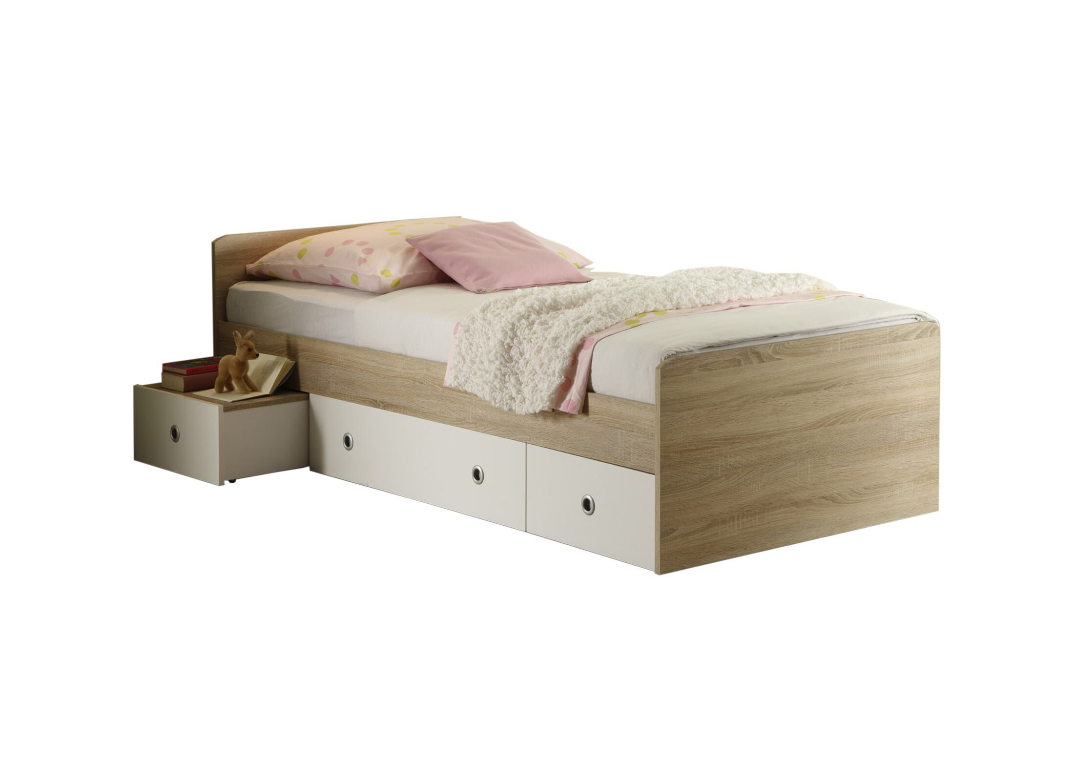 TiCAA Einzelbett Vicky Sonoma-Weiß