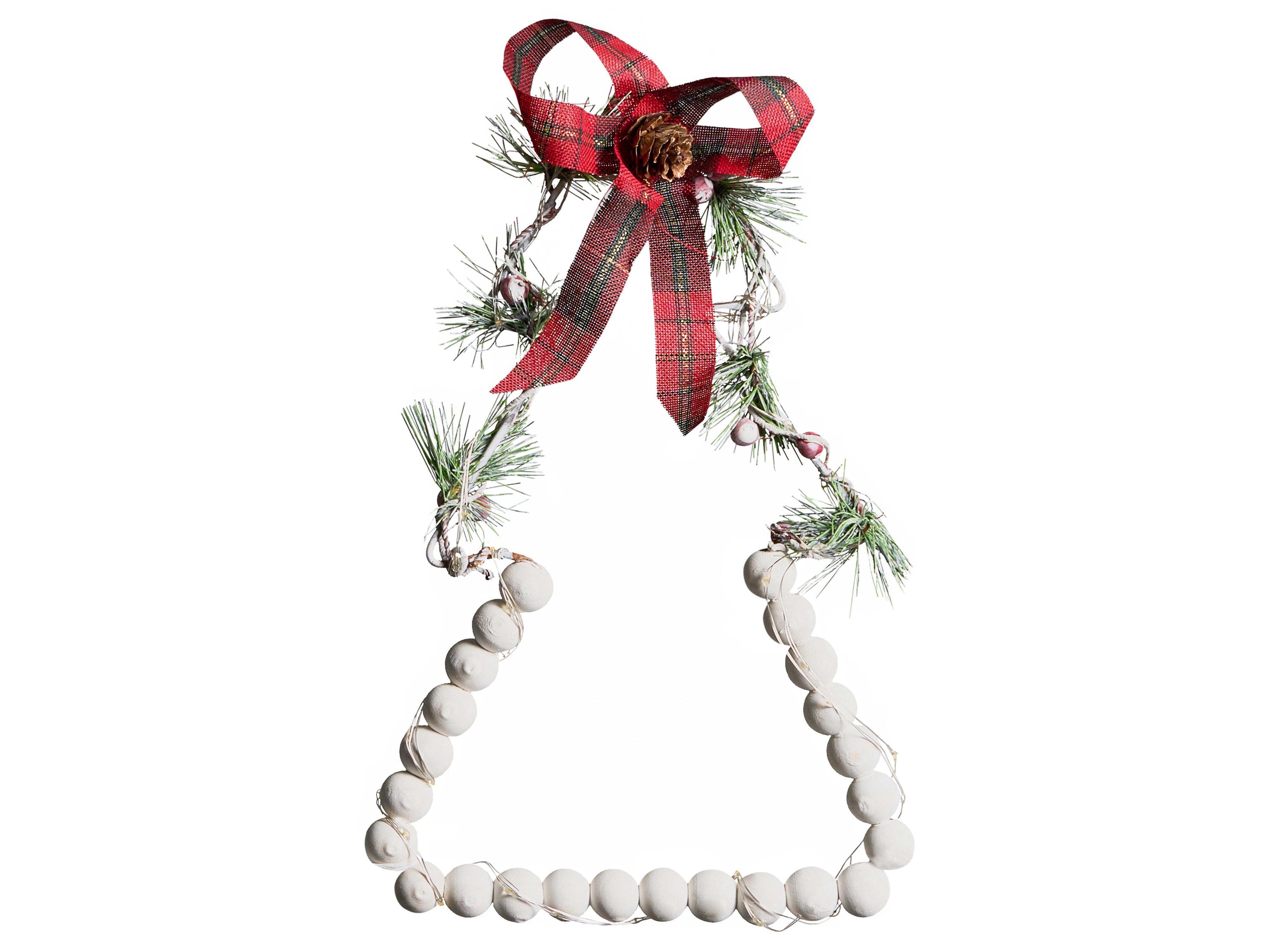 Set van 3 kerstdecoraties LED KYVESI Kerstboom 20/25/30 cm Wit