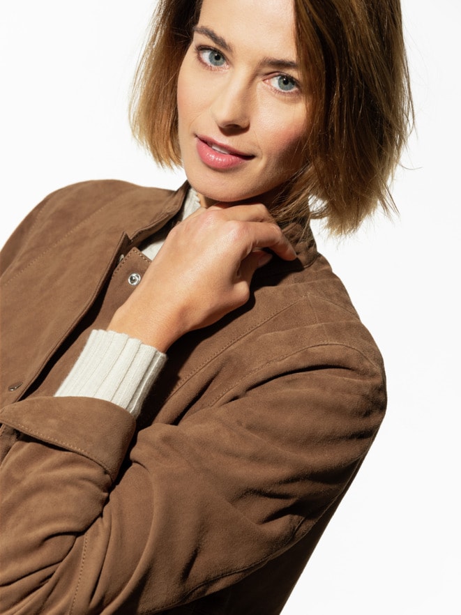 Veloursledermantel