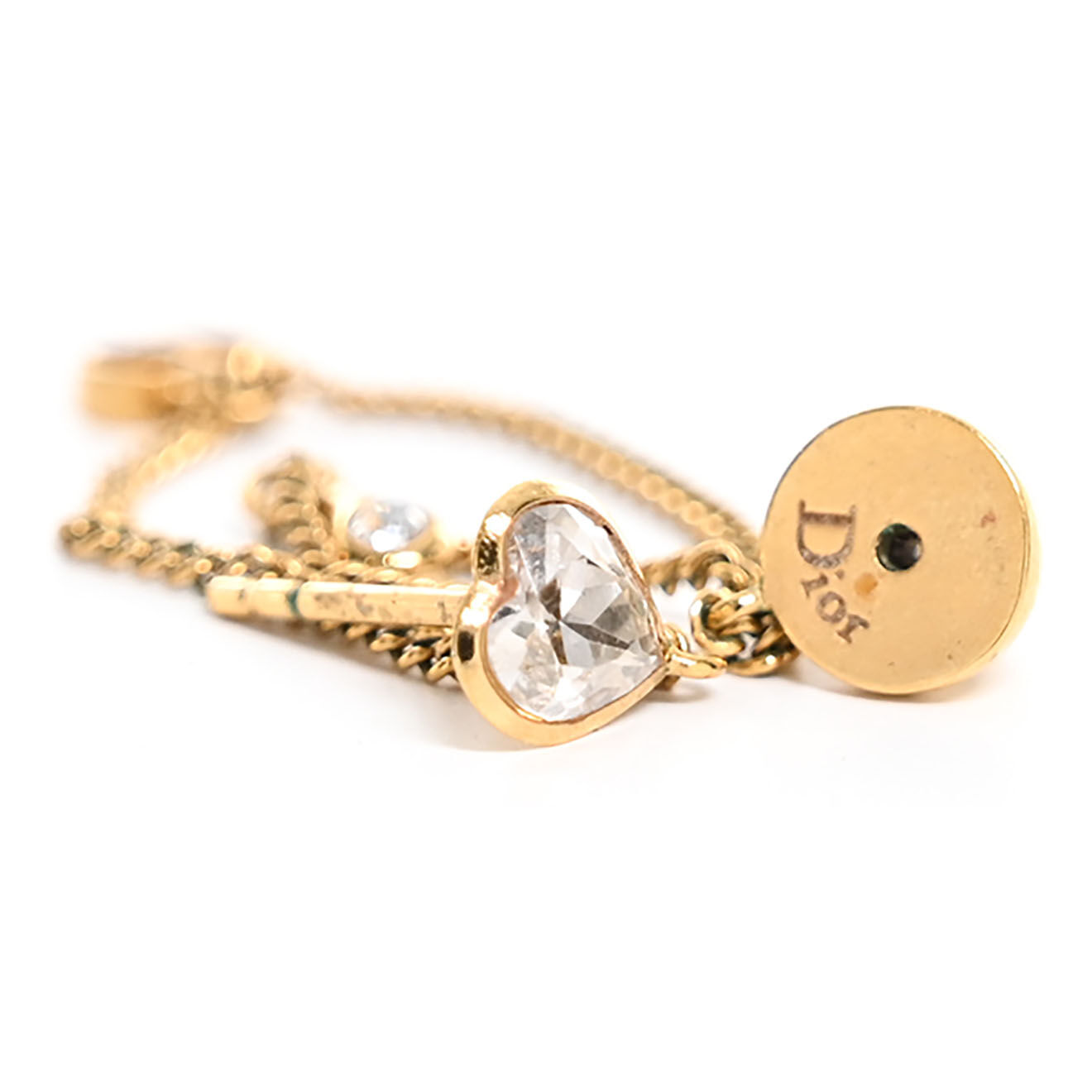 Dior Boucles d'oreilles à chaines Métal dorées - Très bon état