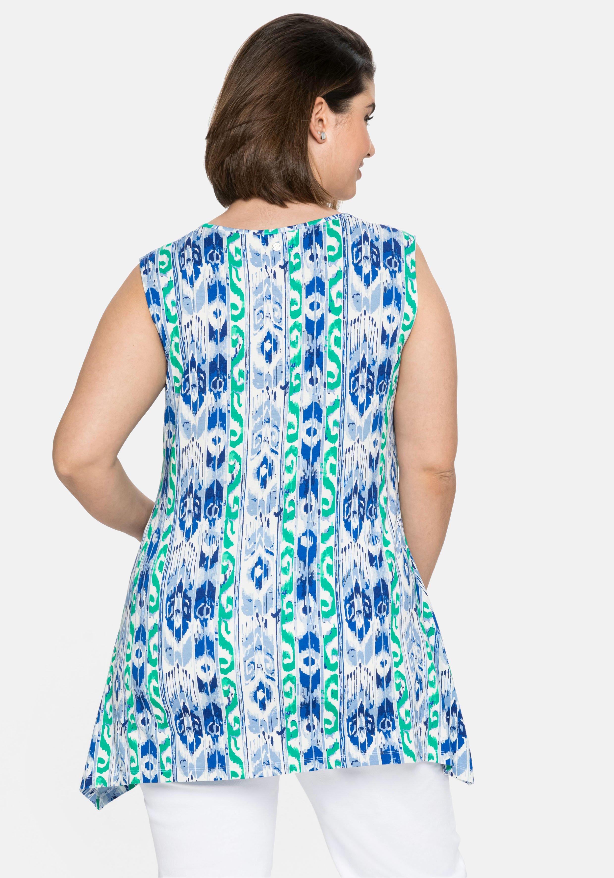 Longtop mit Alloverdruck, in Zipfelform