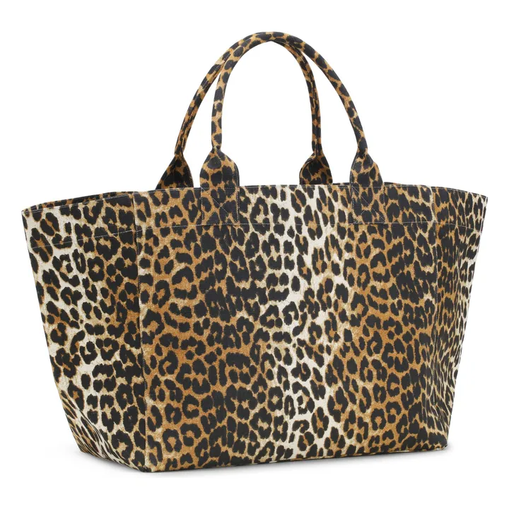 Ganni Cabas Shopper XXL Imprimé Coton Recyclé | Léopard