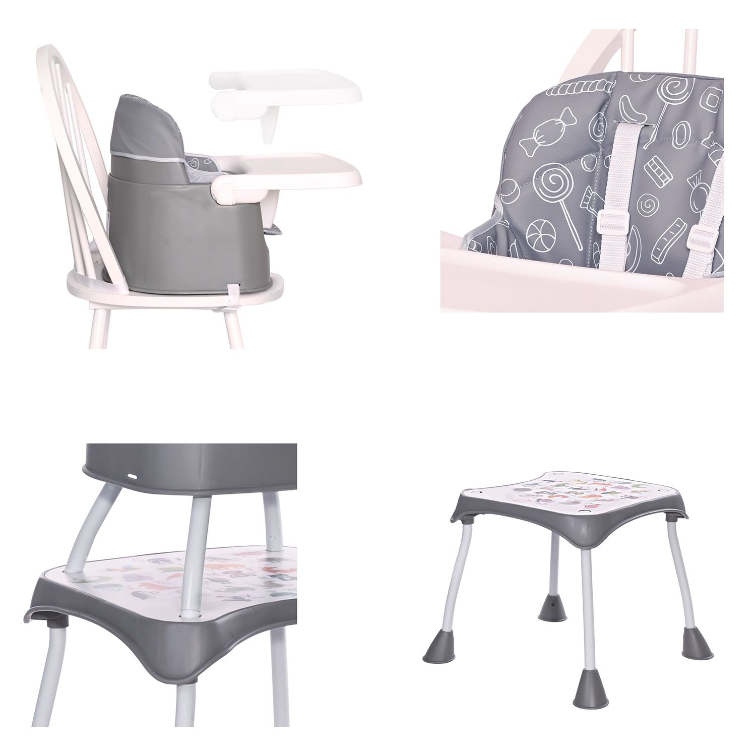 Lorelli Kinderhochstuhl Trick 3 in 1 Kinderstuhl, Tisch, umbaubar, klappbar Gurt rosa
