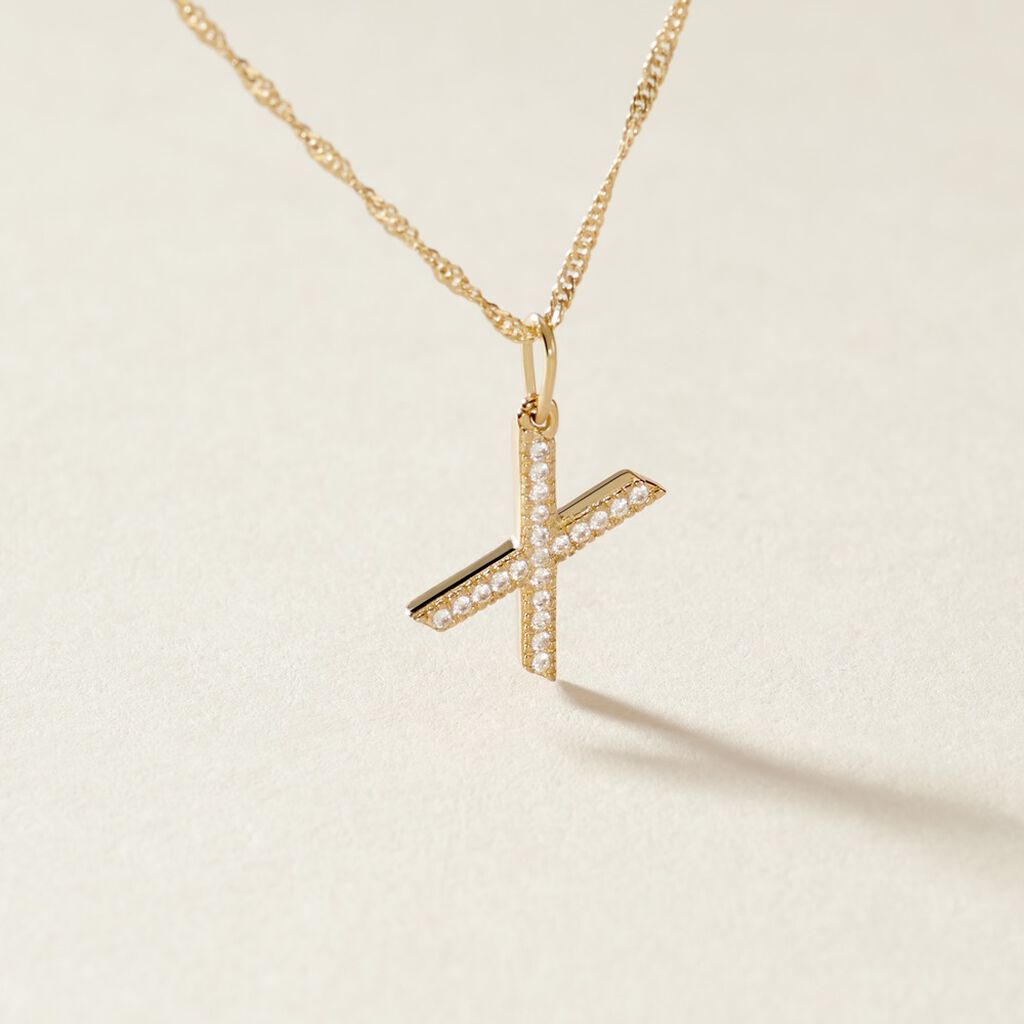 Pendentif Lettre X Or Jaune Oxyde