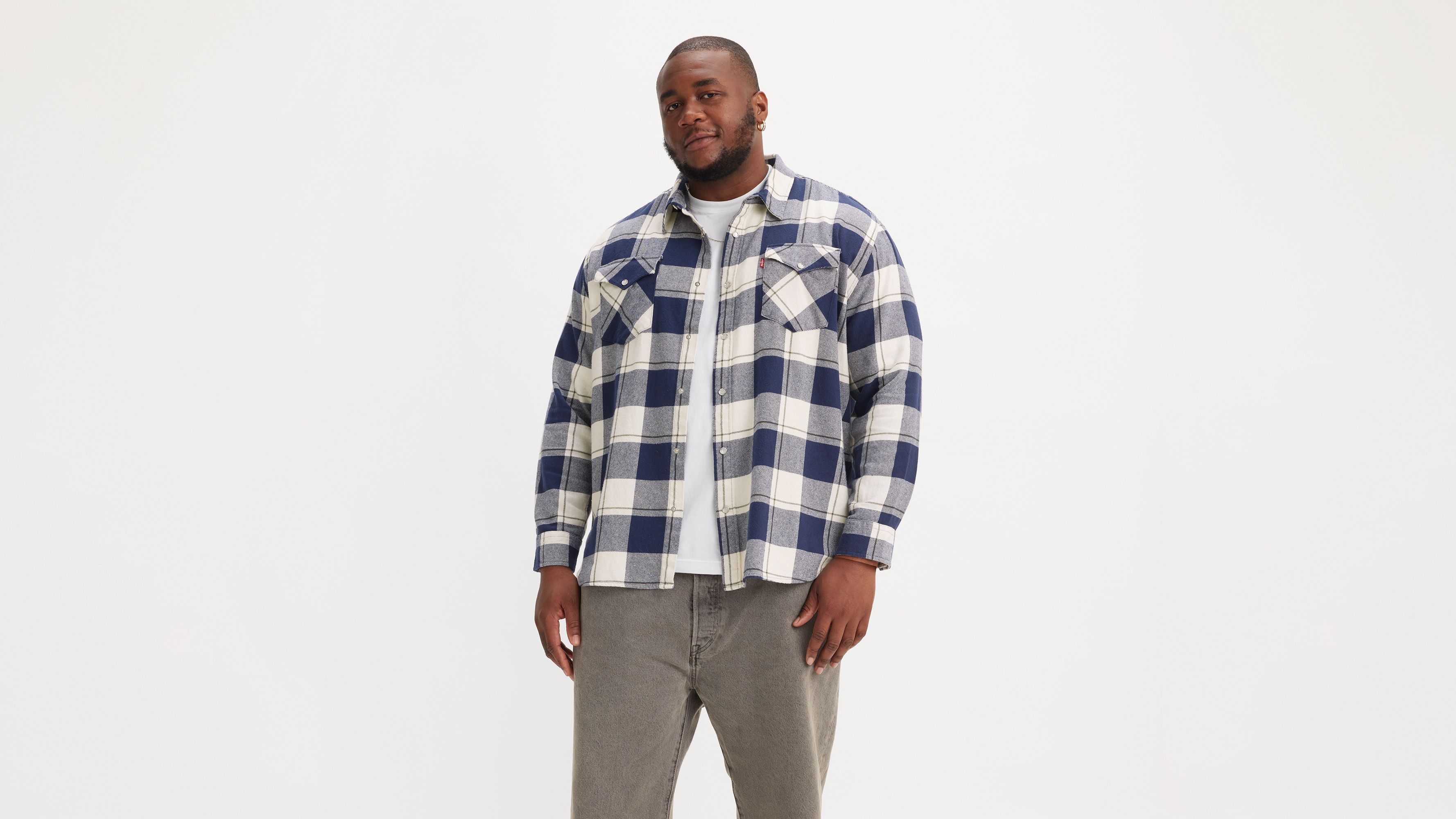 Chemise Western Relaxed (grandes tailles) - Gough Plaid Naval Academy - Bleu
