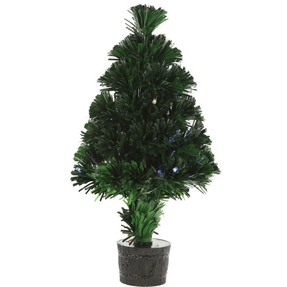 Mini kunst kerstboom - 42 cm - met kerstverlichting - led lampjes