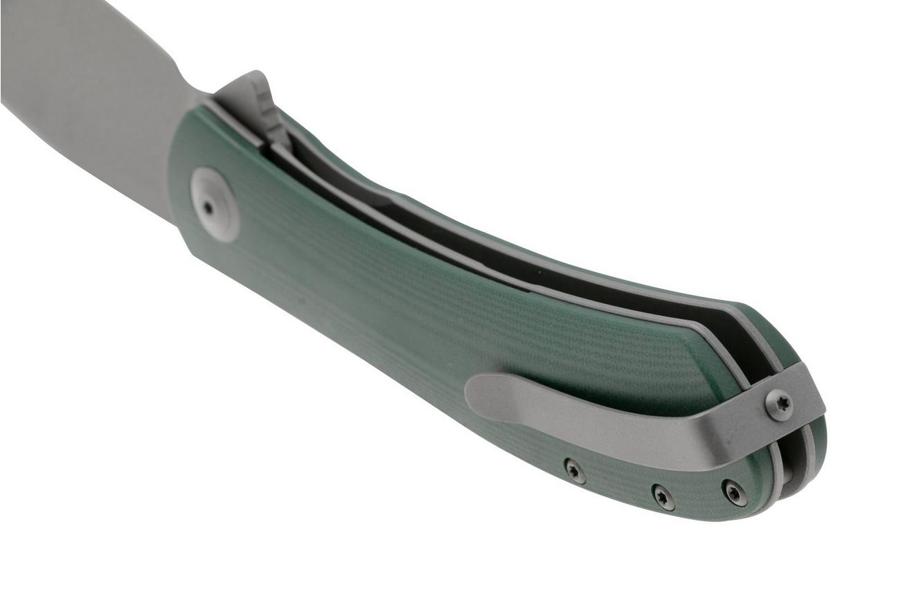 Trollsky Knives Mandu XL MT007-XL Dark Bead Blast D2, Green G10 zakmes