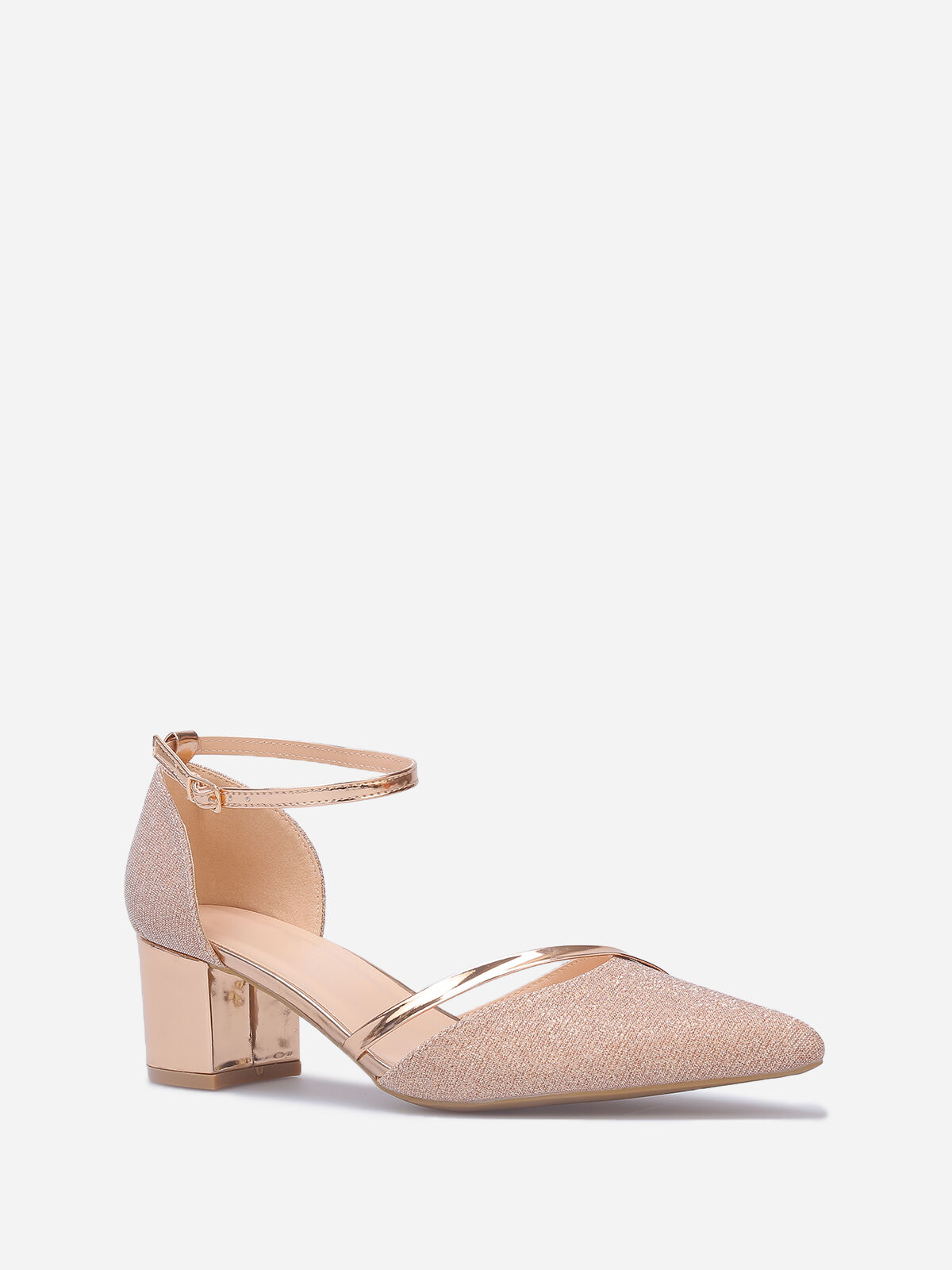 Escarpins pailletés et vernis grandes tailles- Doré rose