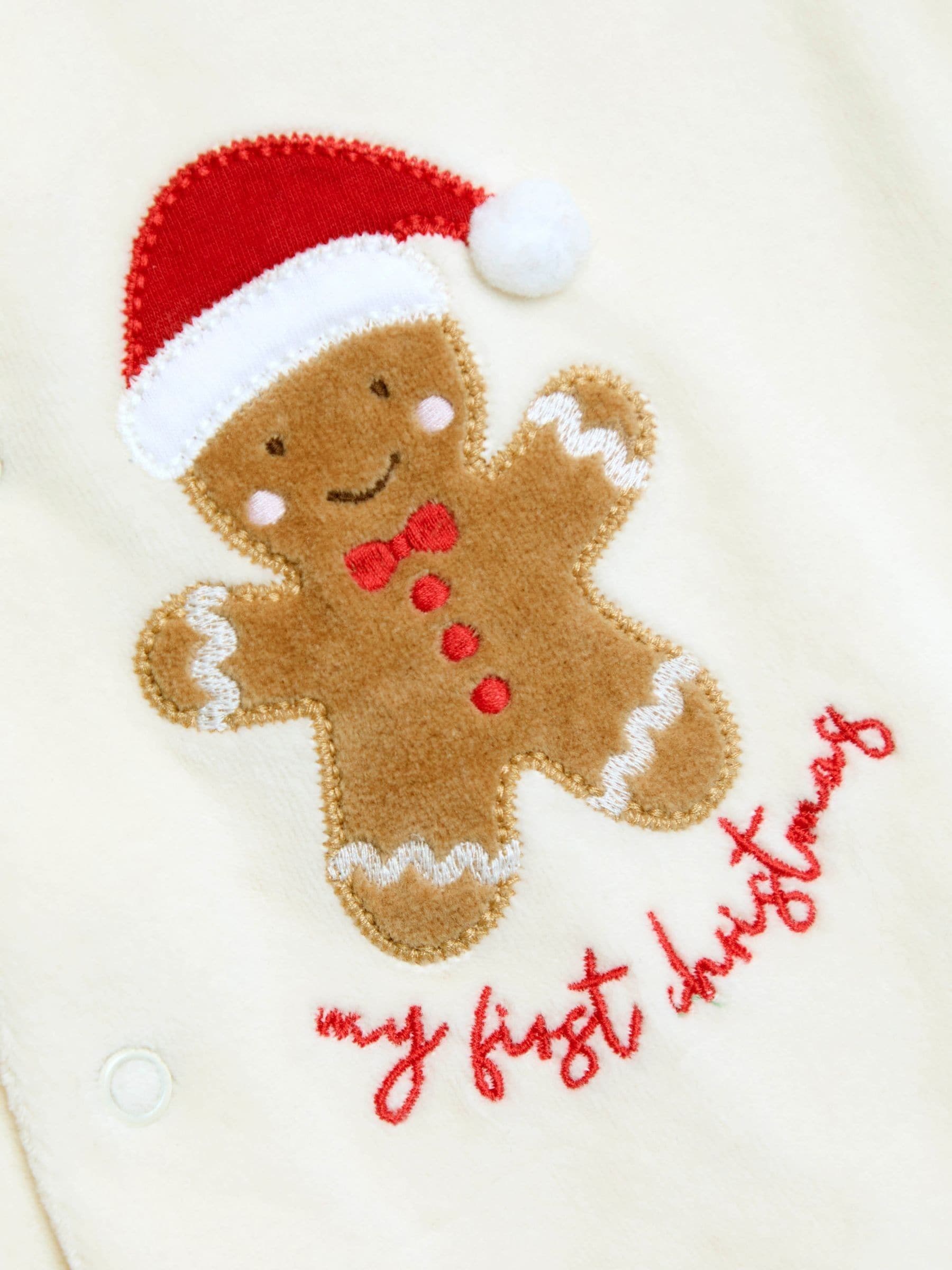 JoJo Maman Bébé Mijn Eerste Kerstmis Gingerbreadman velours All-in-one