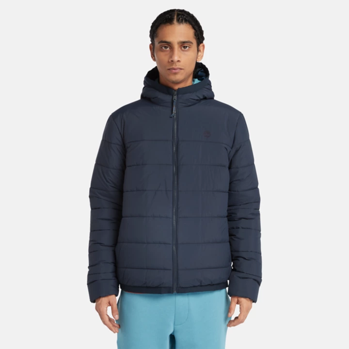 Jaqueta puffer Garfield Thermarange masculina na cor azul marinho.
