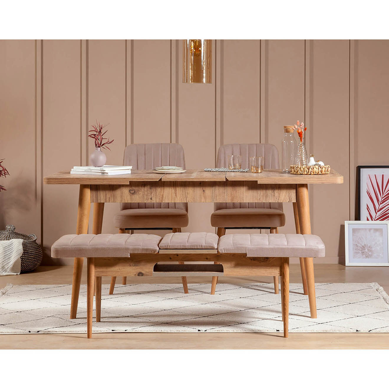 Homitis Chaise Vina pin atlantique/stone - 46x85x46 cm
