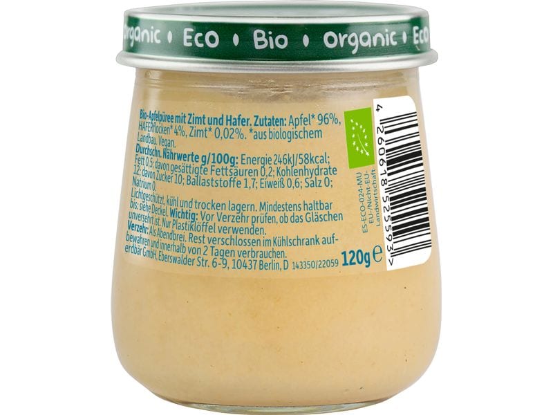 Freche Freunde Abendbrei Apfel, Zimt & Hafer 120 g Bio-Apfelpüree mit Zimt und Hafer