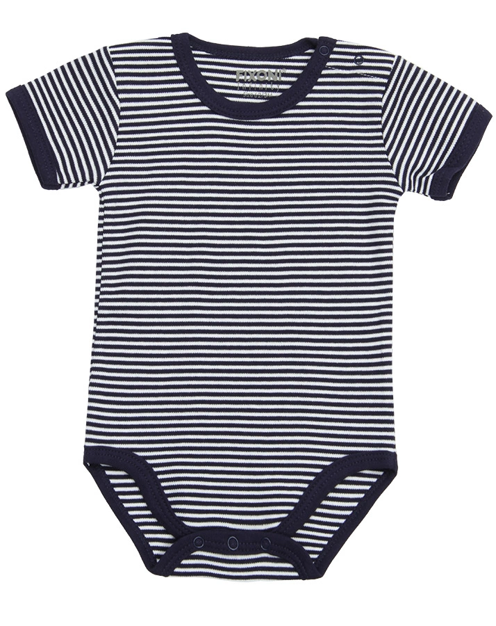 Kurzarm-Body BASIC gestreift in marine