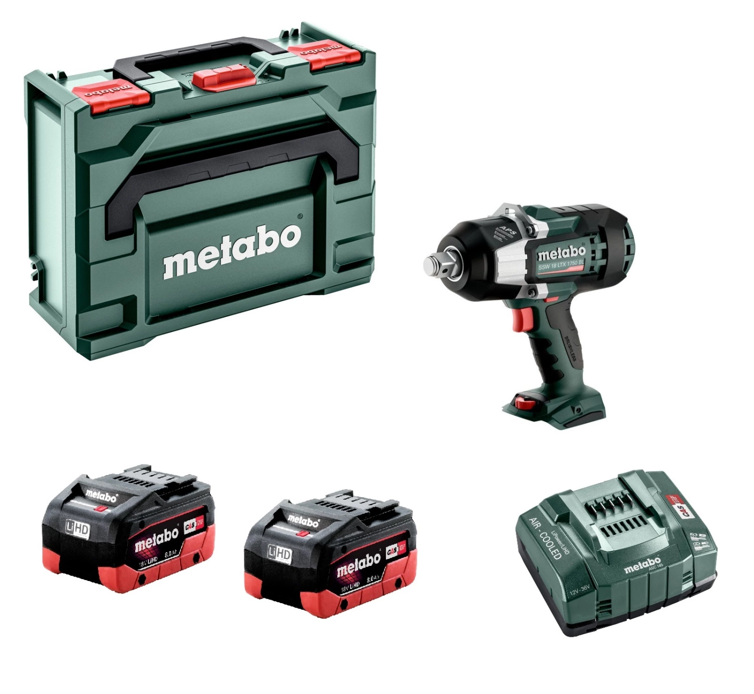 Metabo SSW 18 LTX 1750 BL 18V Li-ion Accu Slagmoersleutel set (2x8.0Ah LiHD accu) in Metabox