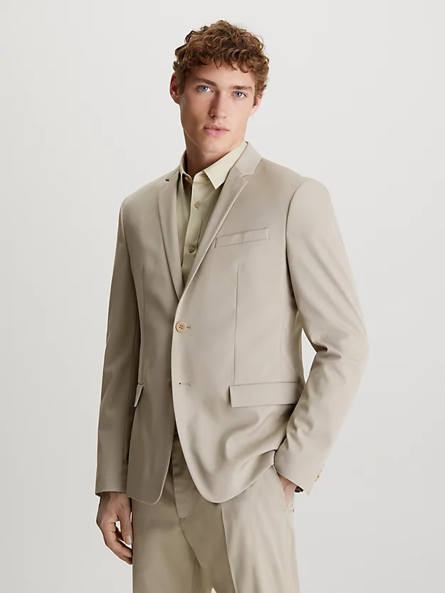 Blazer slim em mistura de lã