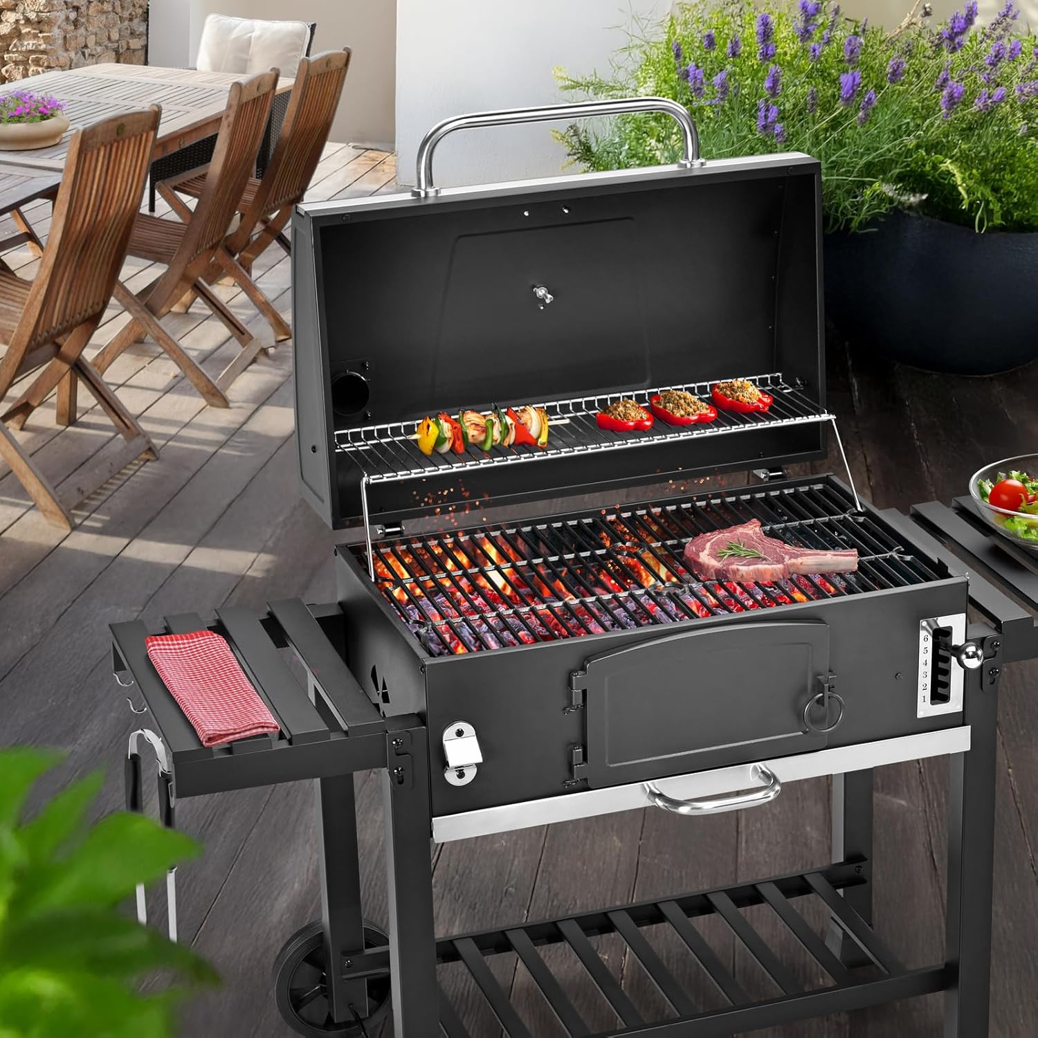 TAINO HERO XXL Smoker Holzkohle-Grill BBQ Grillwagen Standgrill