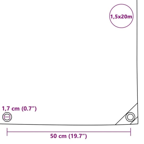 vidaXL Presenning 650 g/m² 1,5x20 m grønn