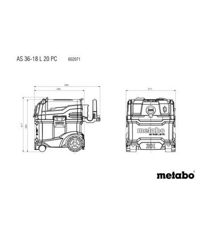Metabo Akku-Nass-/Trockensauger AS 36-18 L 20 PC Solo Akkubetriebener Staubsauger der Staubklasse L mit integrierter Filterabreinigung