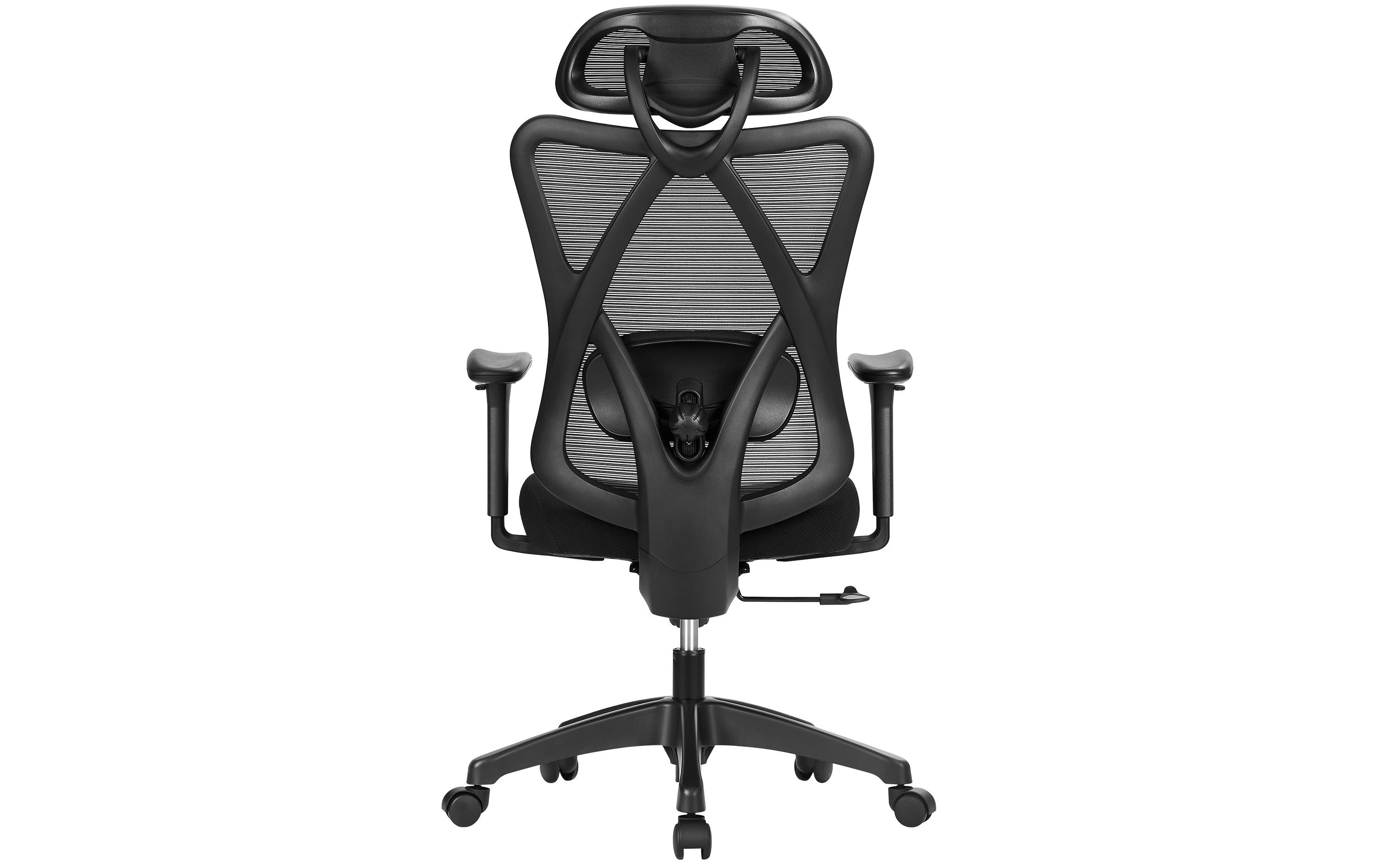 Bürostuhl mit Kopfstütze und Armlehnen, Schwarz<br>Bequemer und robuster Schreibtischstuhl