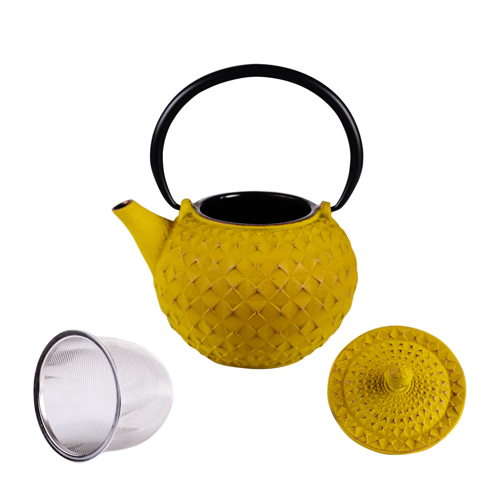 Théière en fonte 1 l avec fitre inox Octo jaune Trend'up