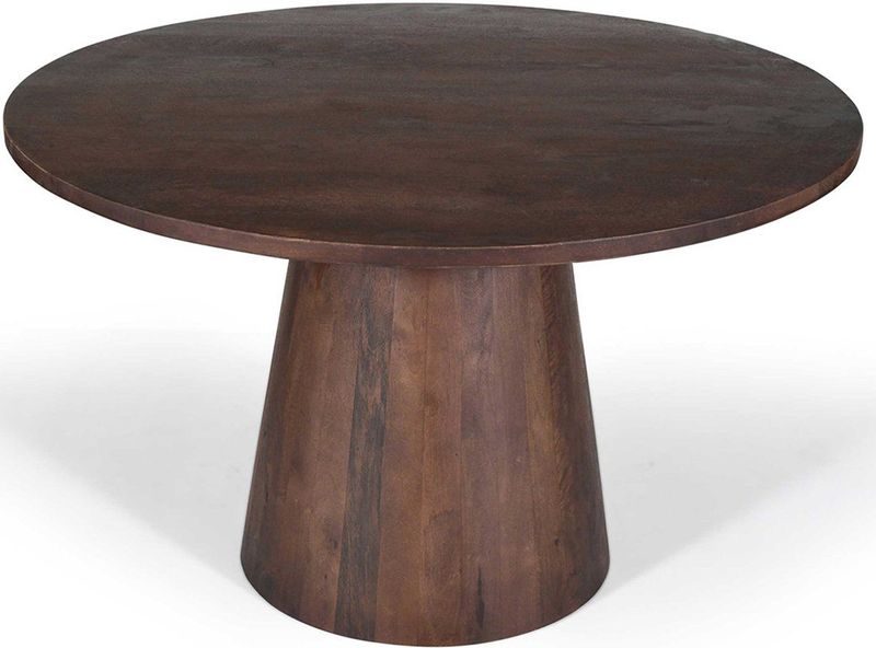 LORA - Tommy - Eettafel - Antraciet Grijs - Ronde Tafel 130 cm - Exotisch Magnoliahout