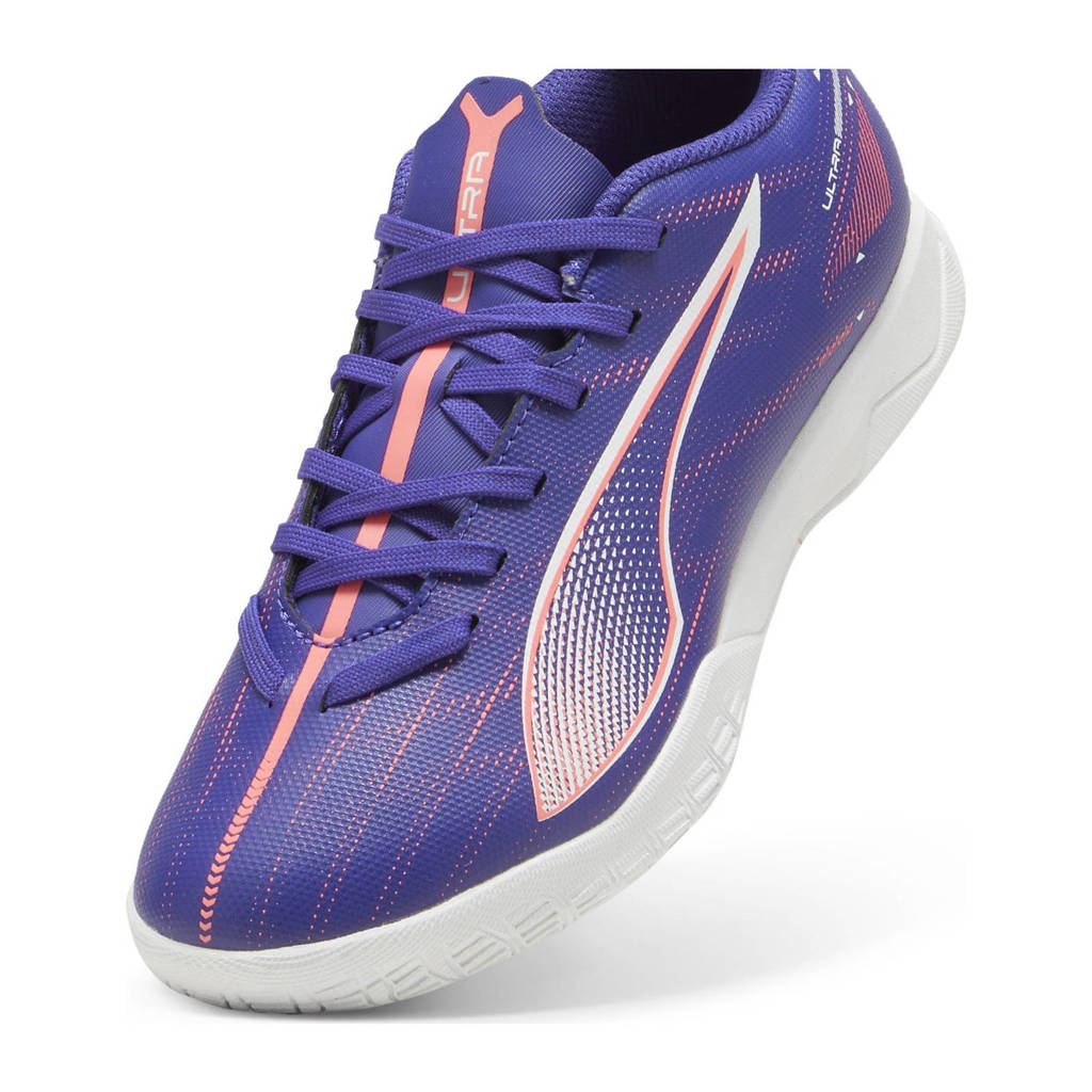 Puma Ultra 5 Playjunior zaalvoetbalschoenen kobaltblauw/wit/koraalrood