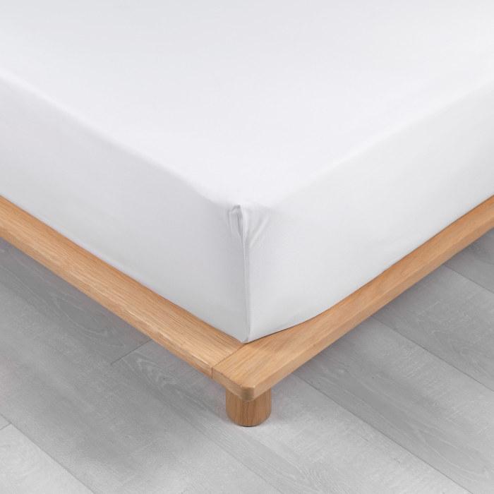 DRAP HOUSSE 2 PERSONNES 180X200 CM PERCALE UNI BLANC