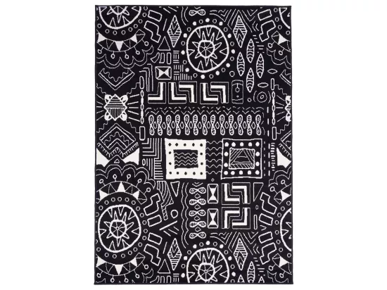 tapis chambre 60x110 tissé noir rectangle motif ethnique AF1 MOTIF