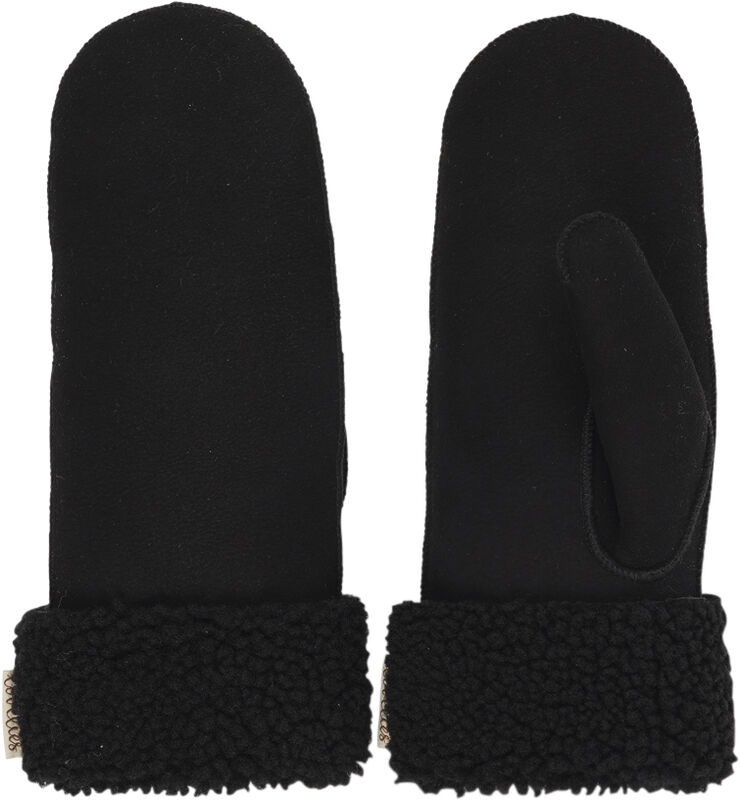 Lovelies BELUKTA - MITTENS - SHEEP SUEDE W/ CURLY SHEARLING AROUND TH Black / black
