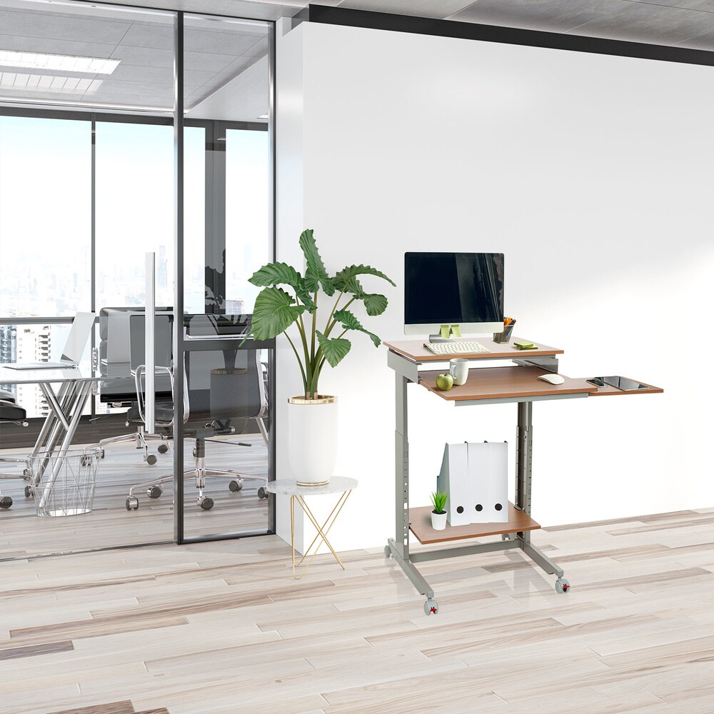 Stehschreibtisch WORKSTATION Melaminharzbeschichtete Spanplatte, Gestell pulverbeschichteter Stahl hjh OFFICE
