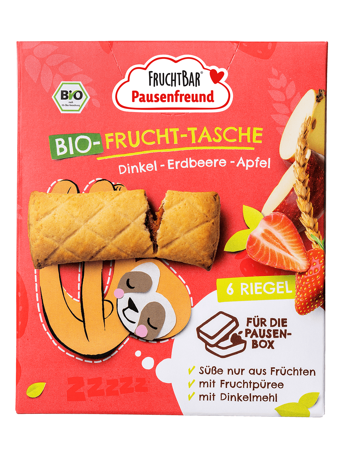 FRUCHTBAR Frucht Tasche Bio Dinkel Erdbeere Apfel 22 g