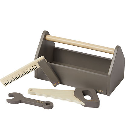 Flexa Werkzeugkasten - Holz - Play - 4 Teile - Dusty Brown/Birch