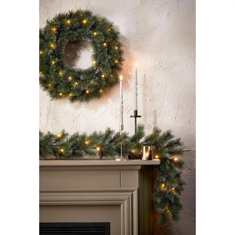 Black Box Trees Glendon Kerstkrans met LED Verlichting - Ø45cm - Groen
