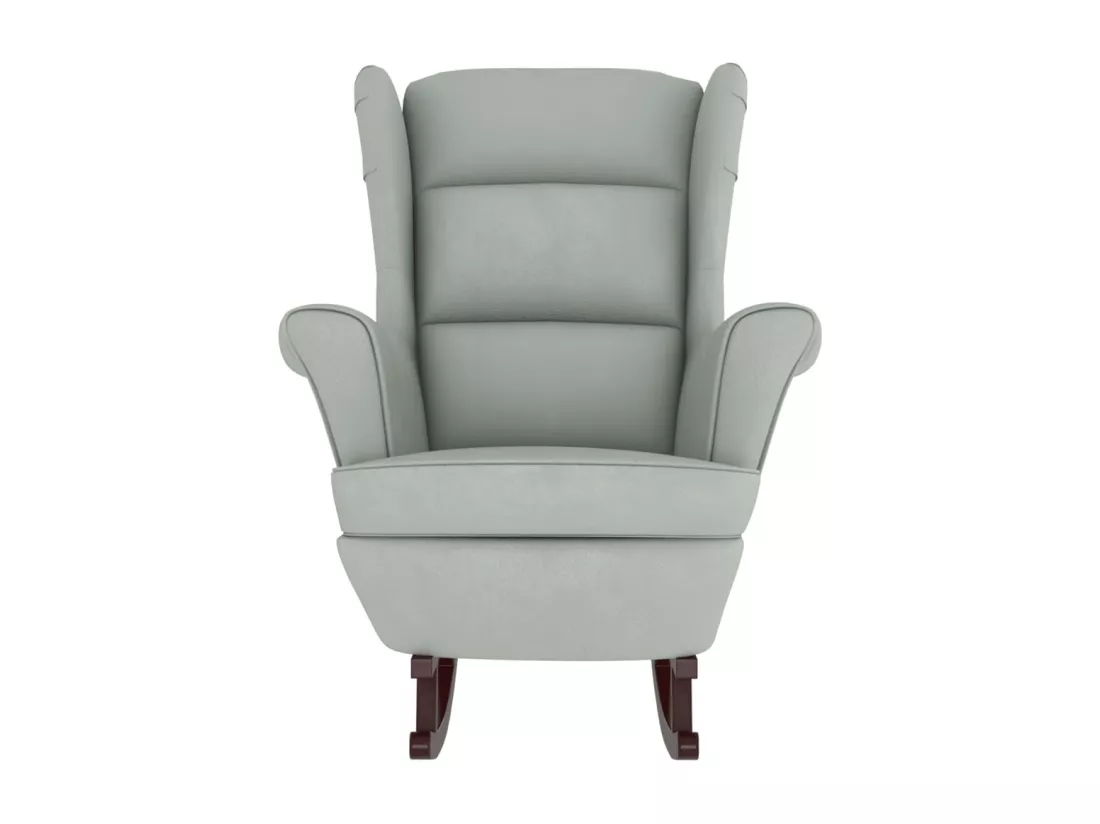 Chaise à bascule avec pieds en bois et tabouret Gris clair