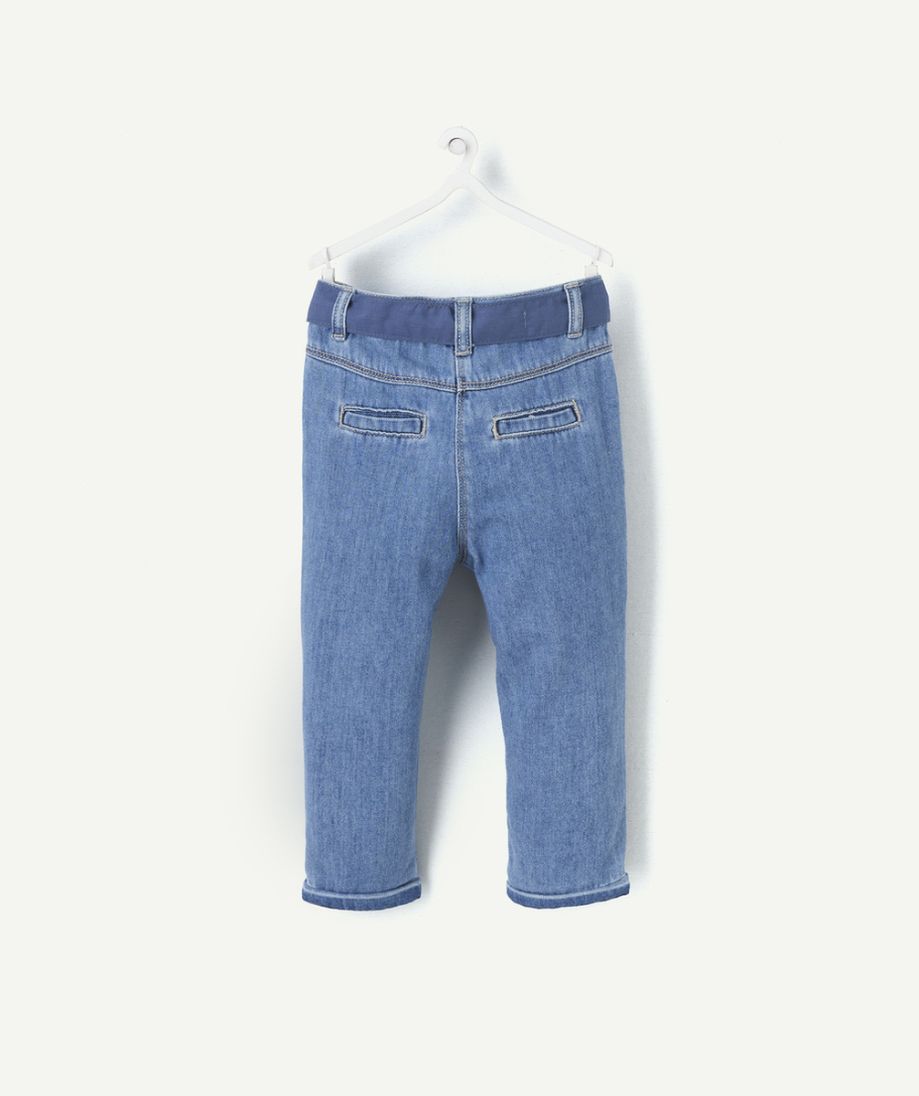 PANTALON RELAX BÉBÉ FILLE EN DENIM LOW IMPACT AVEC CEINTURE