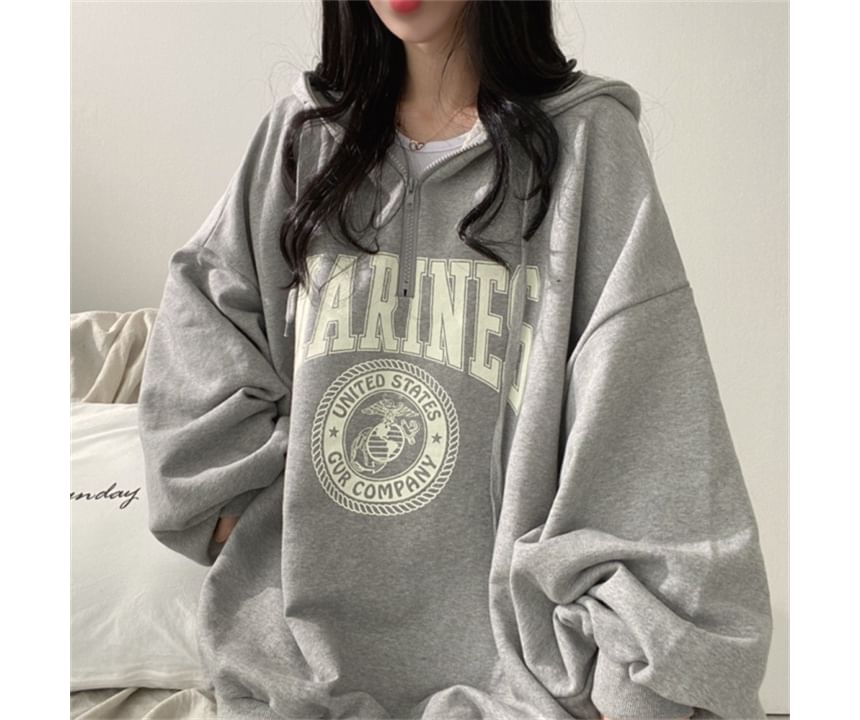 Bolgivy - Hoodie met halve rits en letters